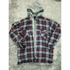 Wrangler Men's LARGE RIGGS Workwear  Regular Plaid Quilted Hooded Full Zip
